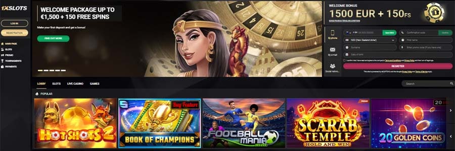 screenshot 1xslots interface