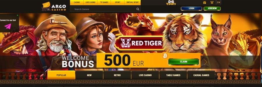 screenshot argo casino interface