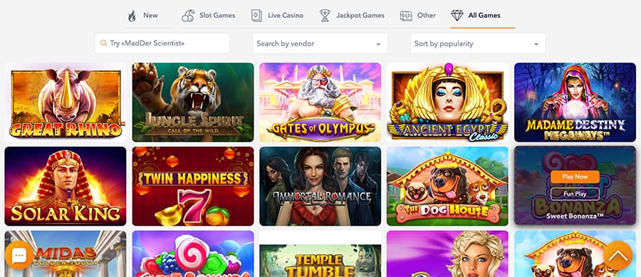 flipper flip casino games options screenshot