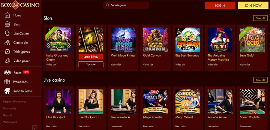 box24 casino screenshot games