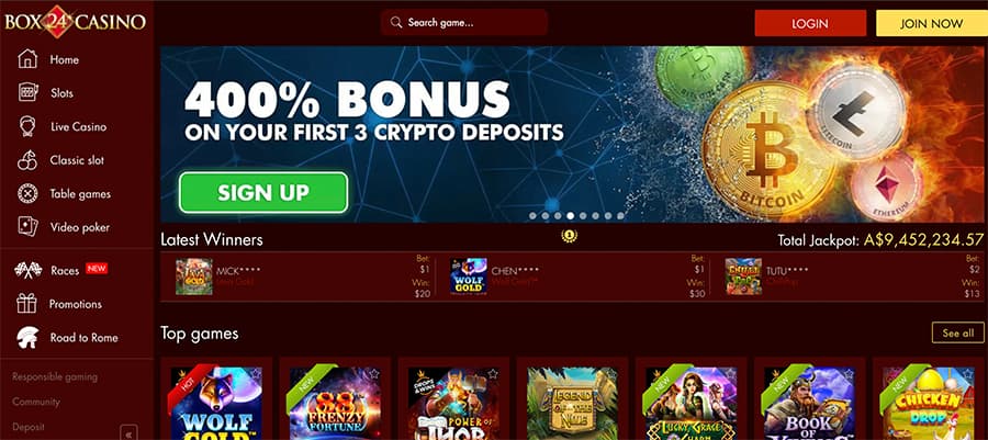 box24 casino screenshot interface