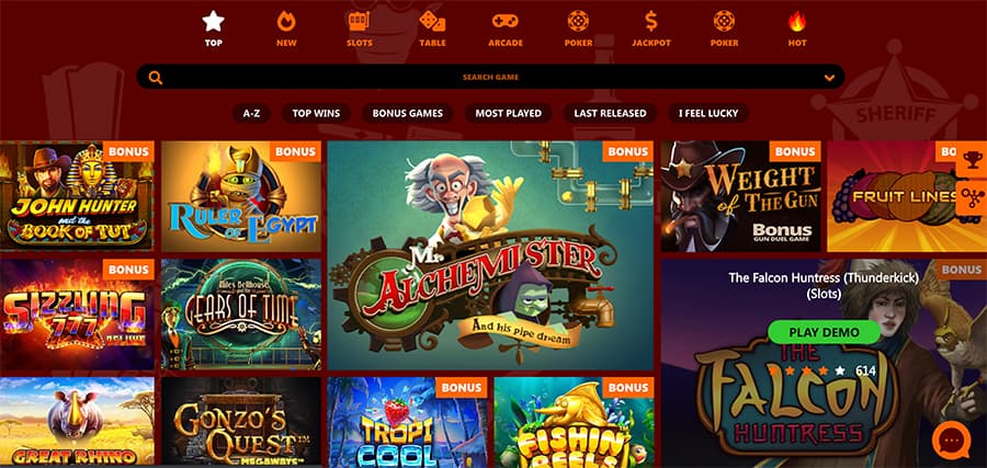 grandwild casino games section