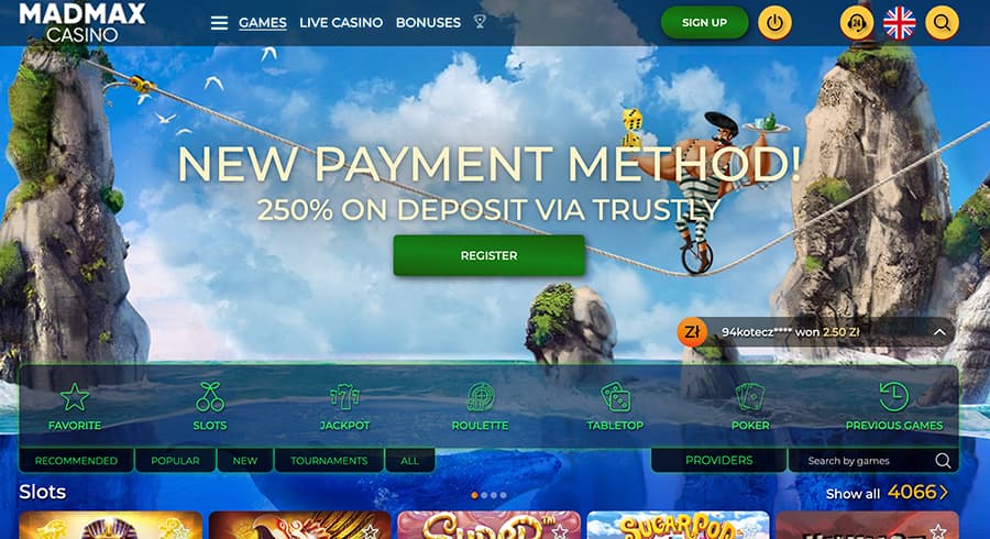 madmax casino screenshot interface