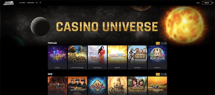 screenshot casino universe interface