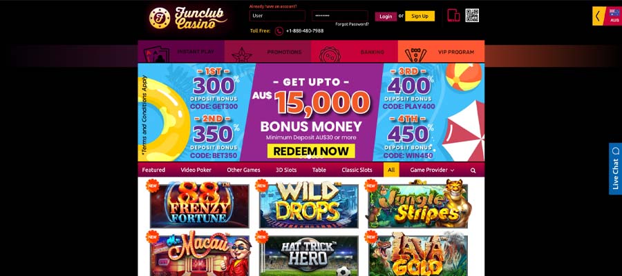 screenshot funclub casino interface