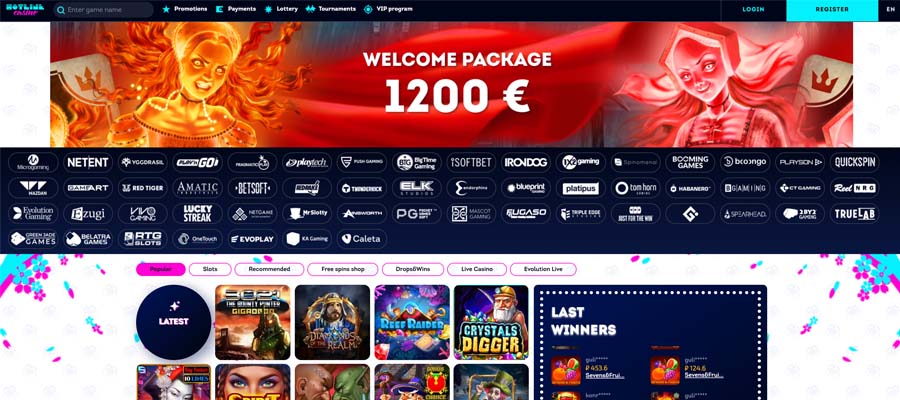 screenshot hotline casino interface