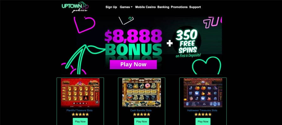 screenshot uptown pokies interface