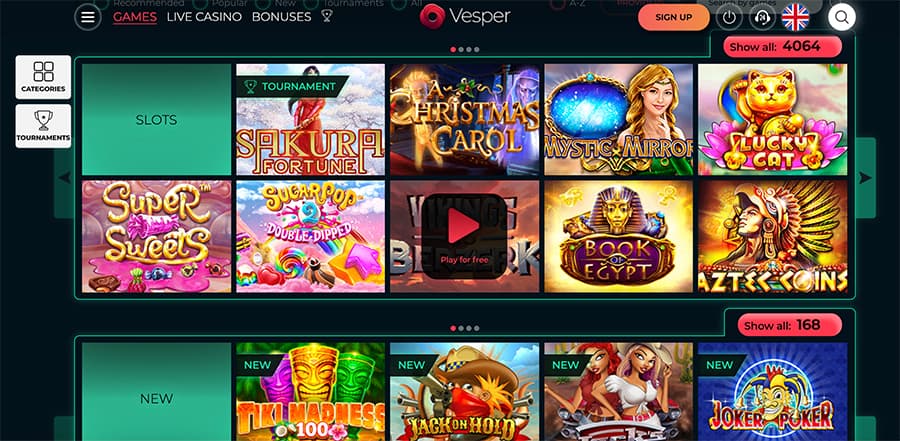 vesper casino screenshot games