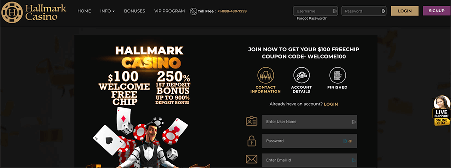 hallmark casino online interface