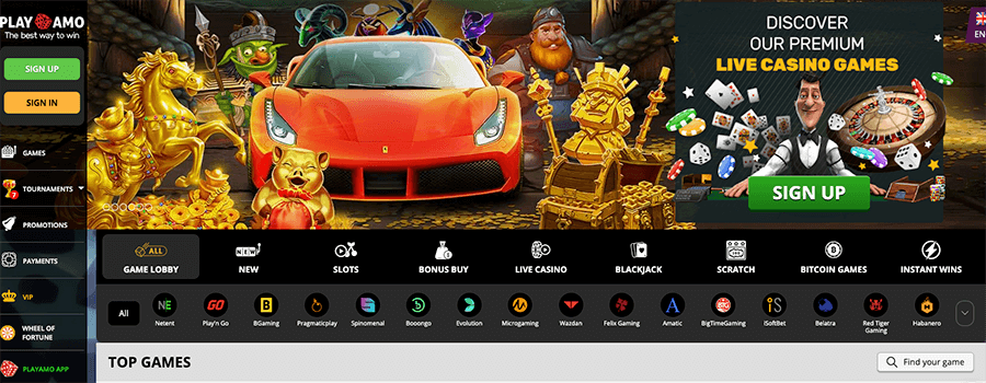 playamo casino online screenshot