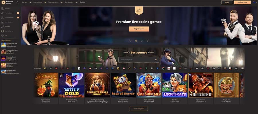 screenshot national casino interface