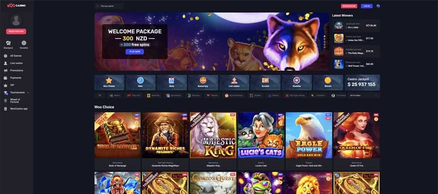 screenshot woo casino interface