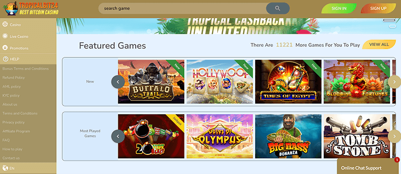 tropicalbit 24 casino logo screenshot